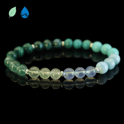 Mix Green Gemstones Bracelet I on black background