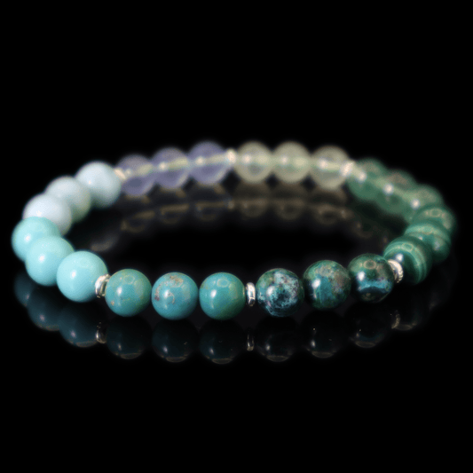 Mix Green Gemstones Bracelet I on black background