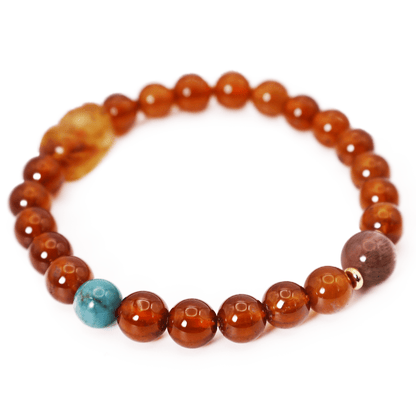 Orange Garnet Bracelet with Pixiu I on white background
