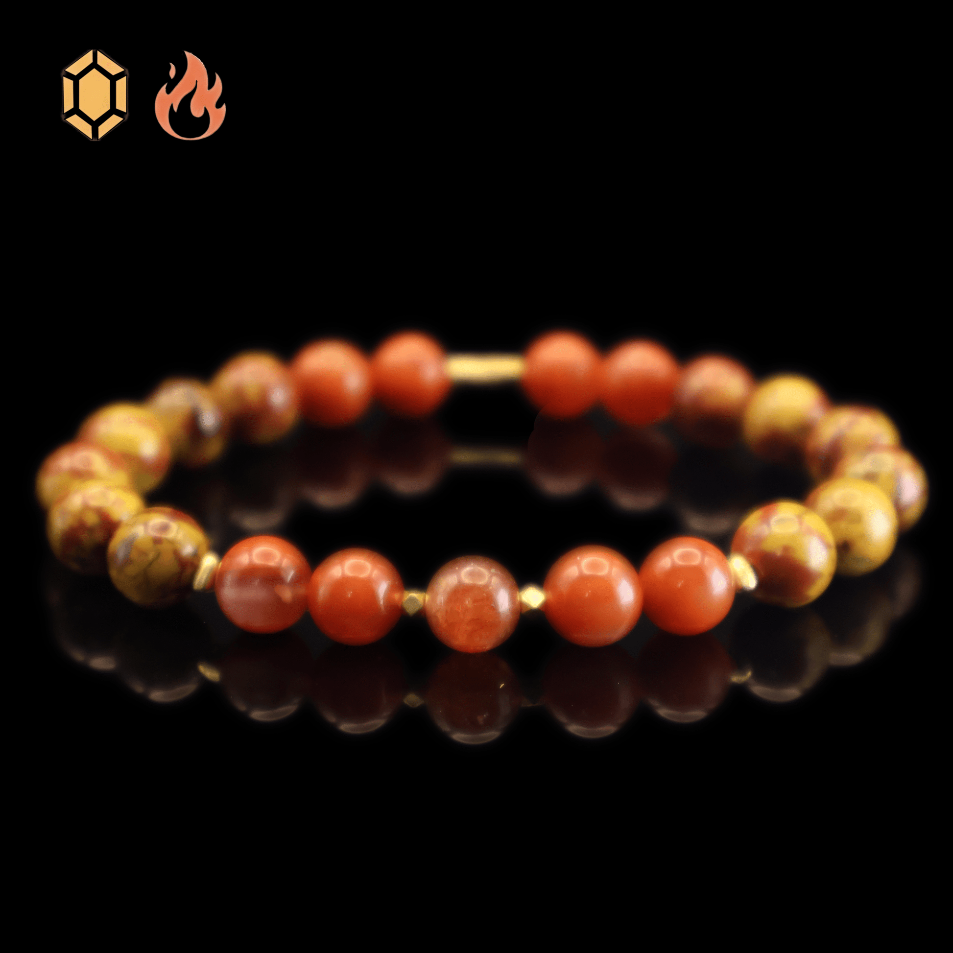 Pietersite & Red Agate Bracelet I on black background