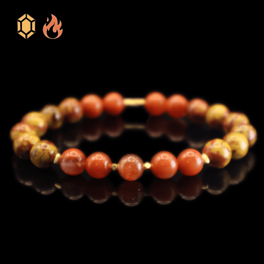 Pietersite & Red Agate Bracelet I on black background