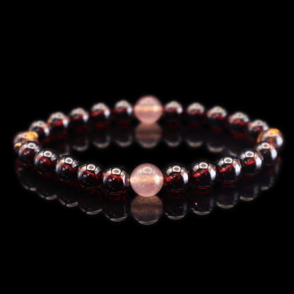 Red & Orange Garnet Bracelet I on black background