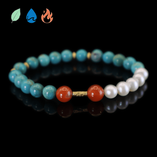 Turquoise & Pearl & Agate Bracelet I on black background