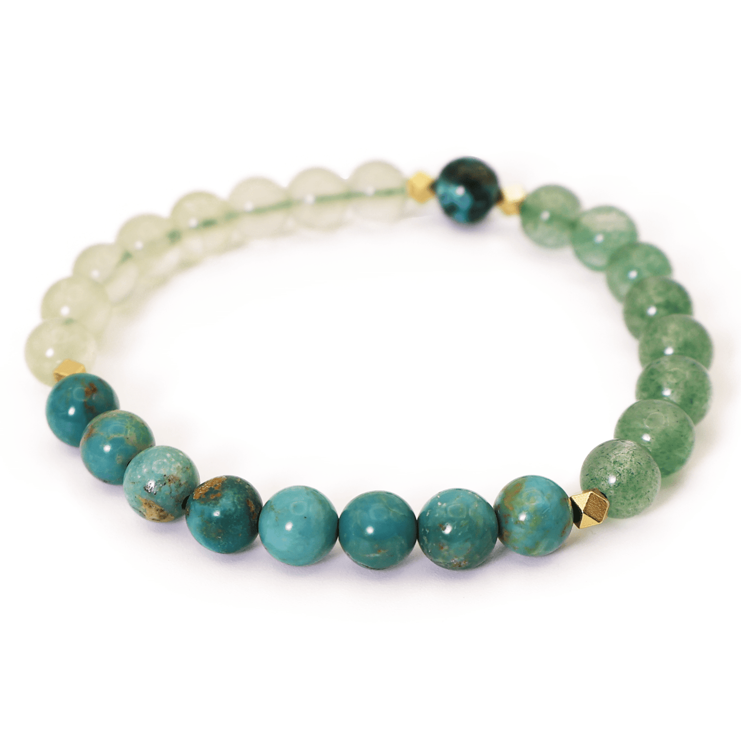 Turquoise & Prehnite Bracelet I on white background