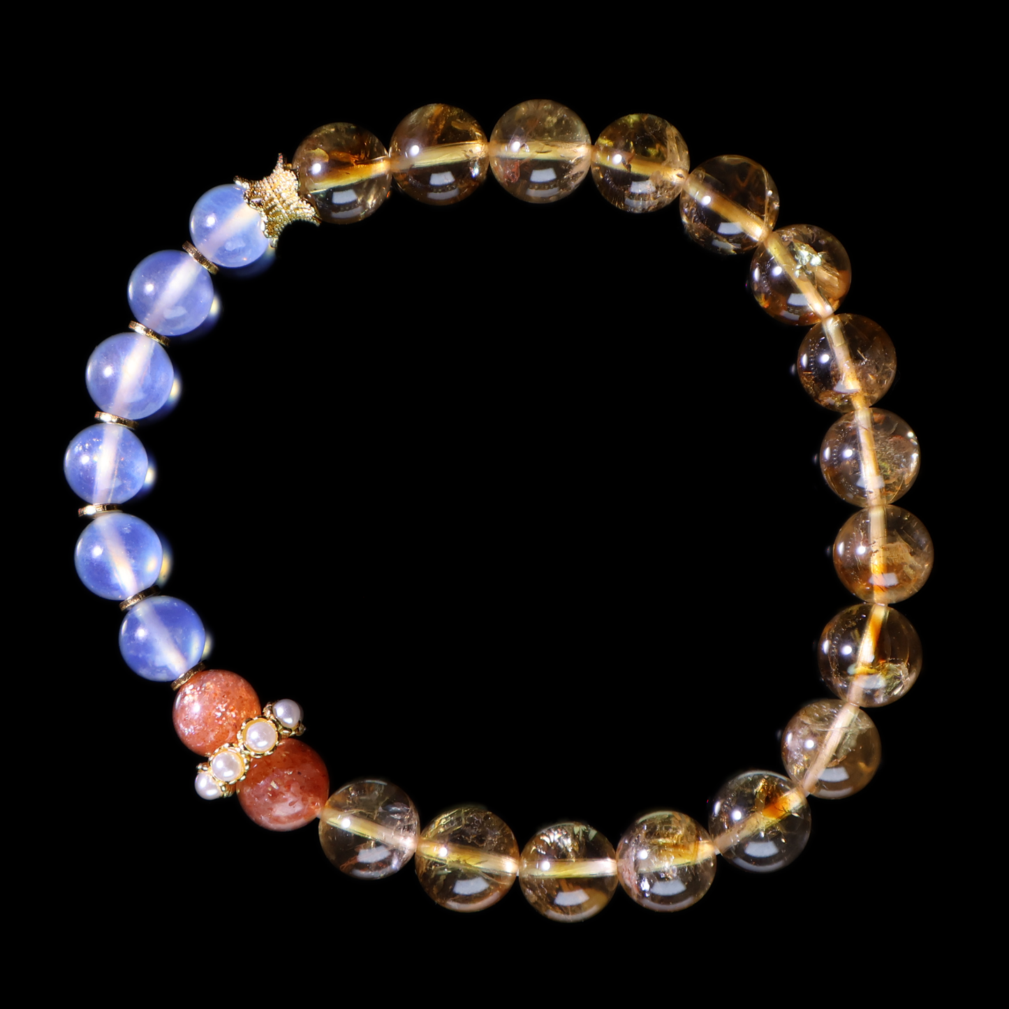 Yellow TaJing & Aquamarine Bracelet I on black background