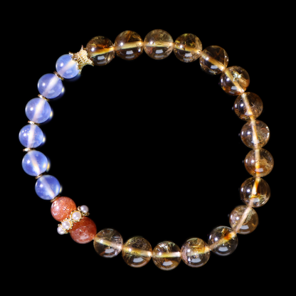 Yellow TaJing & Aquamarine Bracelet I on black background