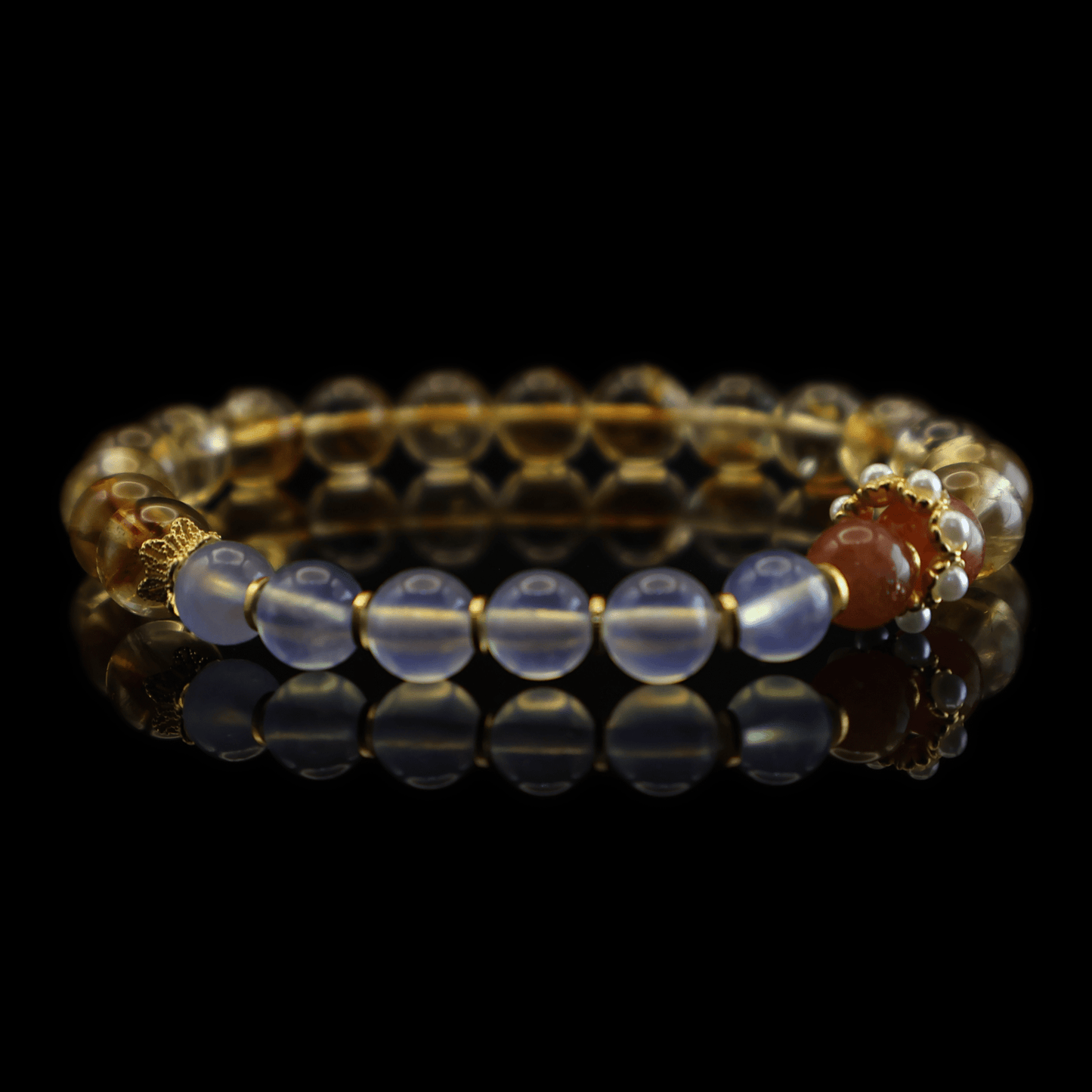 Yellow TaJing & Aquamarine Bracelet I on black background
