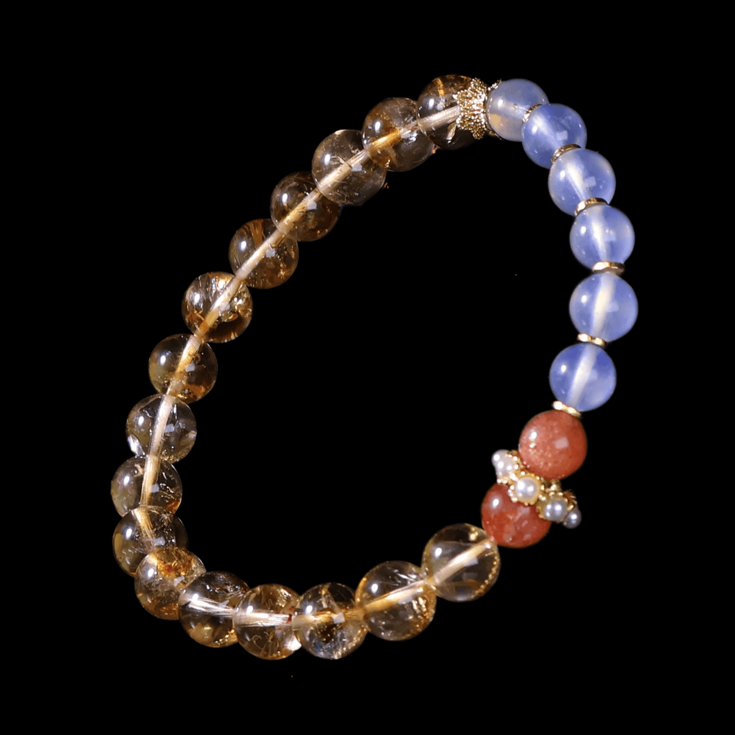 Yellow TaJing & Aquamarine Bracelet I on black background