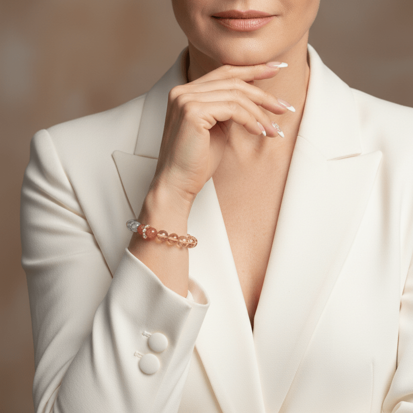 A rich woman wears a Yellow TaJing & Aquamarine Bracelet I